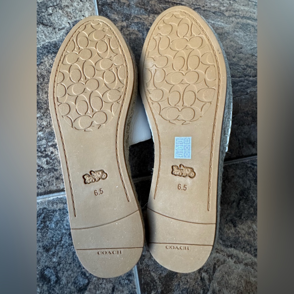 Coach Corey Leather Espadrille Slides- Chalk/Off White & Gold, Women’s 6.5B - Picture 8 of 10